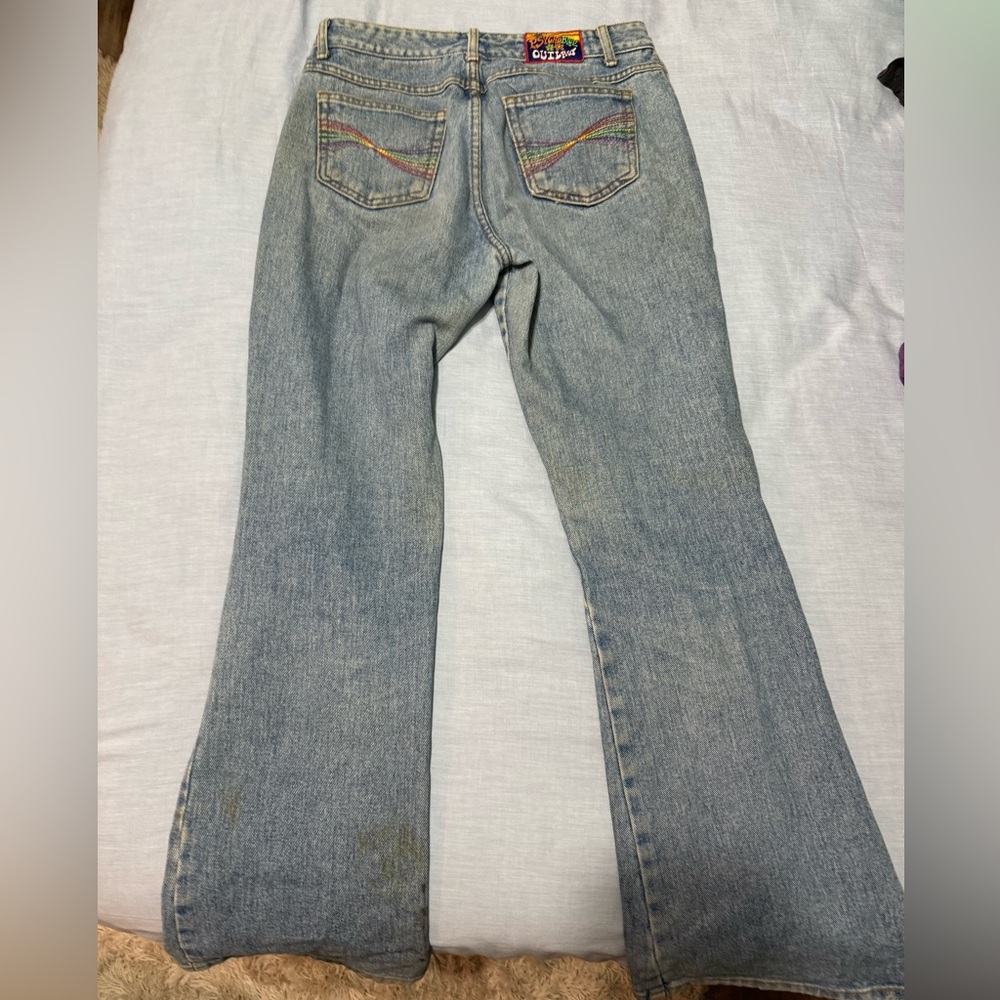 “Psycho Blue Outlaw” Flare Rainbow Hippie Jeans Bell Bottoms